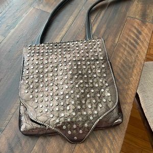 Patricia Nash Brown Metallic Leather Crossbody Sm